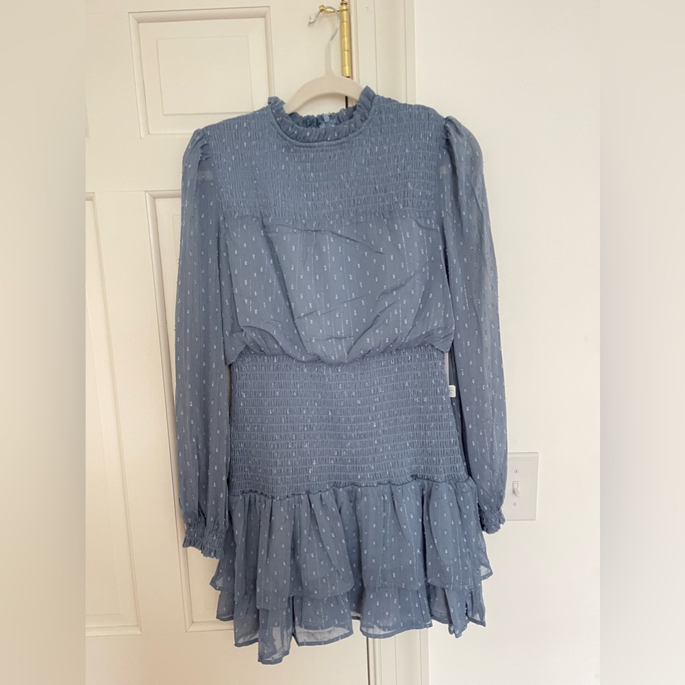 Beautiful light gray/blue Aqua dress. TAGS ON, never worn